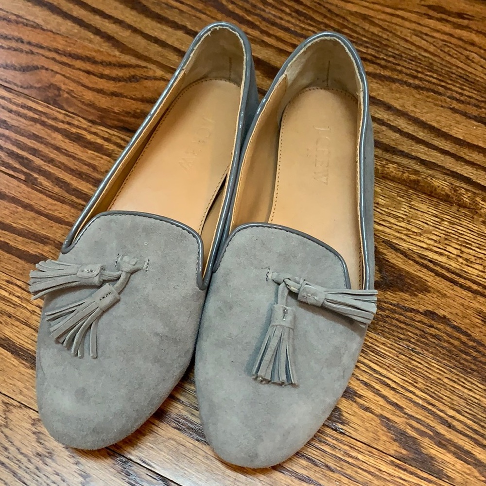 JCREW suede grey tassel smoking slipper (6)